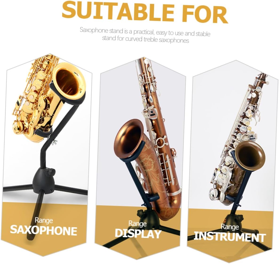 Levemolo Folding Alto Saxophone Stand Tripod Sax Holder for Alto and Tenor Saxophones Portable Desktop Bracket Soft Padding for Performances and Home Use