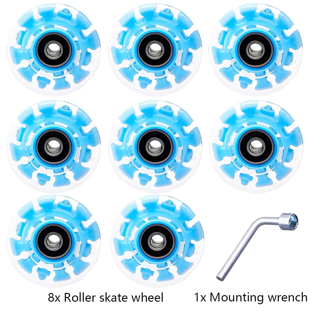 Leuchtende Rollschuh-Räder, 8 Stück, 78 A Härte, LED-Skateboard-Räder mit Premium-ABEC-9-Kugellagern, beleuchtetes Rollschuh-Zubehör für den Innen- und Außenbereich, Quad-Skates