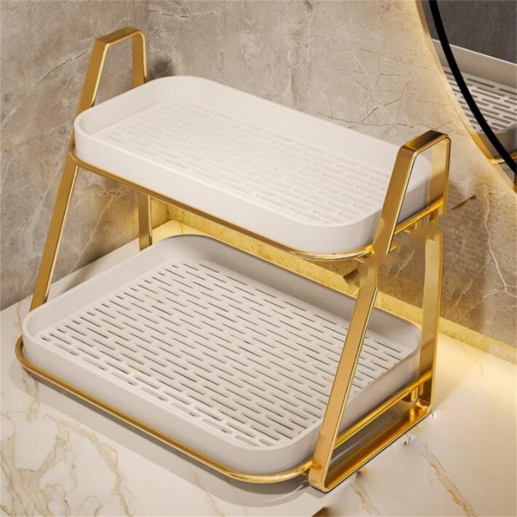 FMURY Double-Layer Desktop Dressing Table Rack Shelf Bathroom Countertop Sink Vanity Vanity Cosmetic Storage Box