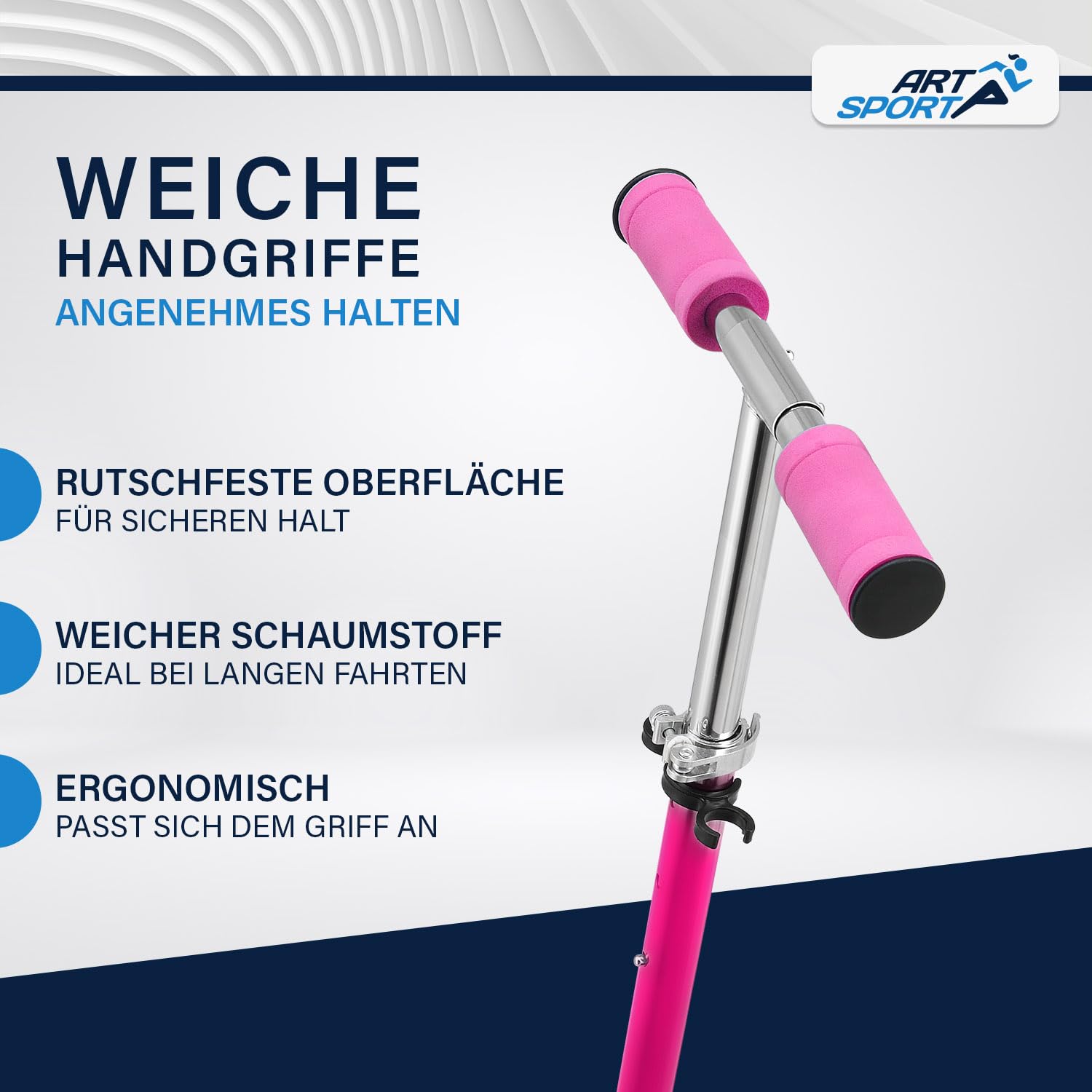 ArtSport® Scooter Cityroller Big Wheel 205mm Räder klappbar & höhenverstellbar - Kinder-Roller ab 3 Jahre - Tretroller bis 100 kg - pink