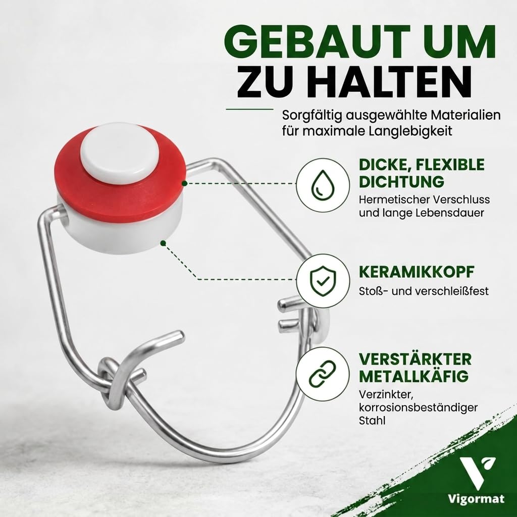Flaschenverschluss Bierflaschen mit Bügelverschluss, Flaschen Bügelverschluss mit Gummidichtung, Luftdicht und Spülmaschinenfest für Bier, Öl und Weinflaschen (50 Stück Porzellan)