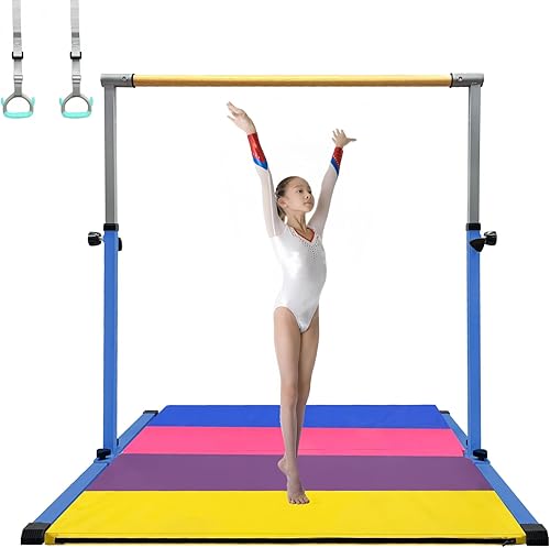 XDEMODA The Latest Model Gymnastics Bar for Kids Ages 3-15 for Home, Anti-Slip, Easy to Assemble, 35 to 55 Adjustable Height Gymnastic Horizontal
