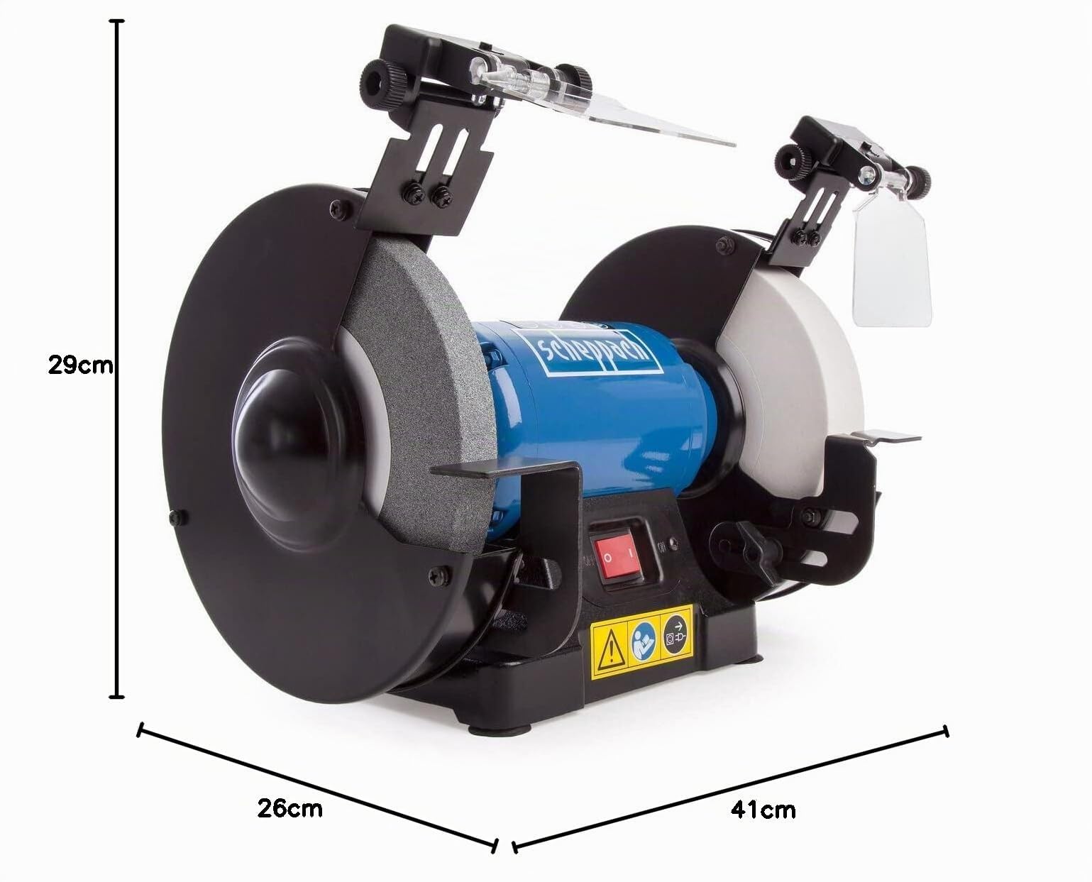 Scheppach 5903110901 Touret Mixte SM200AL | Puissance 500W | Pare-étincelles réglable | Porte-outils réglables | Meules en grain 36 et 100 de Ø200mm | LED | Bâti en fonte grise | Travaux multiples