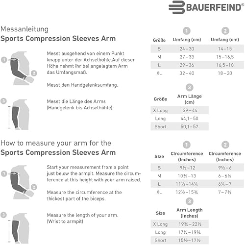Miniatura 5 de Bauerfeind Mangas deportivas de compresión para brazos, compresión de gradiente que mejora la circulación de oxígenosangre - 1 par