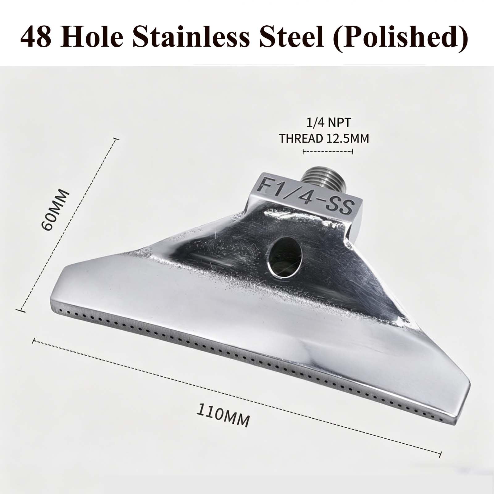 Dysza płaska, Nóż aluminiowy ze stali nierdzewnej Grzebień z przedmuchem Płaska dysza strumieniowa 1/4 T Wiele rozmiarów 2/5 szt(2pcs,48 Hole SS(Polished))