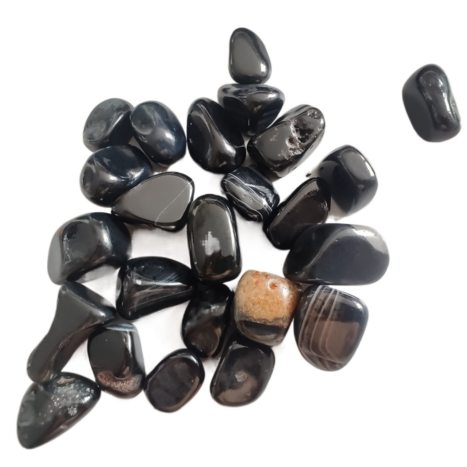 Amazon.co.jp: 50-100 グラムの天然黒瑪瑙石研磨宝石収集品ラフロック