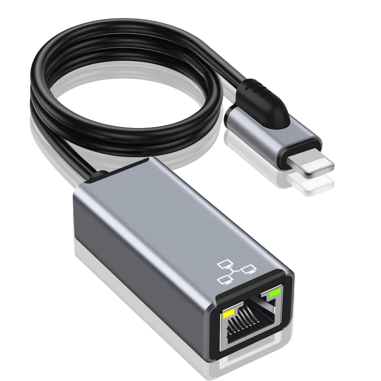 Lightn ing auf Ethernet Adapter,i Phone auf RJ45 100Mbps Mbit/s Netzwerkadapter mit Ladeanschluss Kompatibel mit Phone 14/13/12/11/XS/XR/X/8/7/Pad(17cm)