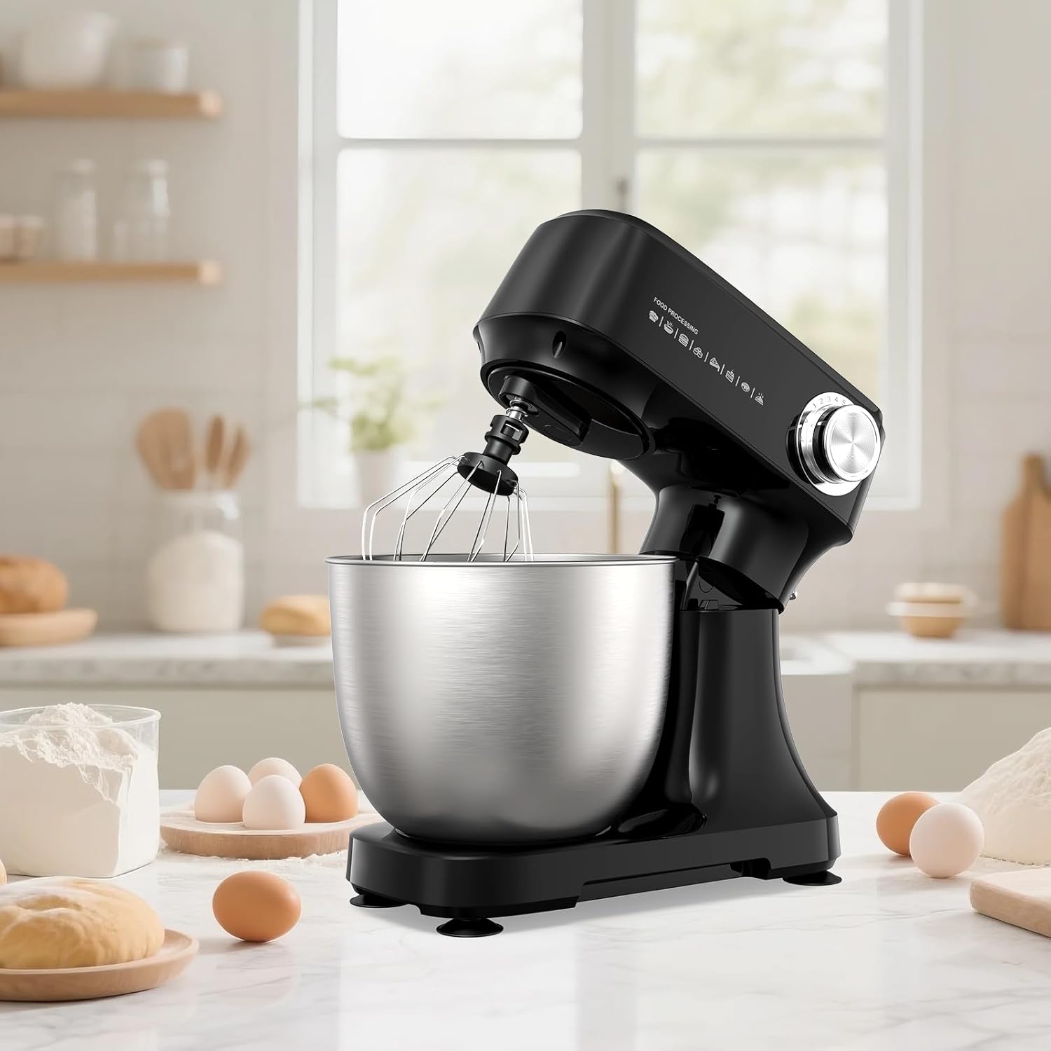 Stand Mixer 4.8 Qt Electric Food Mixer 12 Speeds Portable Lightweight Kitchen Mixer For Daily Use With Egg Whisk, Dough Hook, Flat Beater