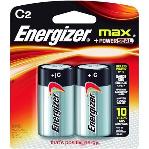 Energizer Max C Batteries, Premium Alkaline C Cell Batteries (2 Battery Count)
