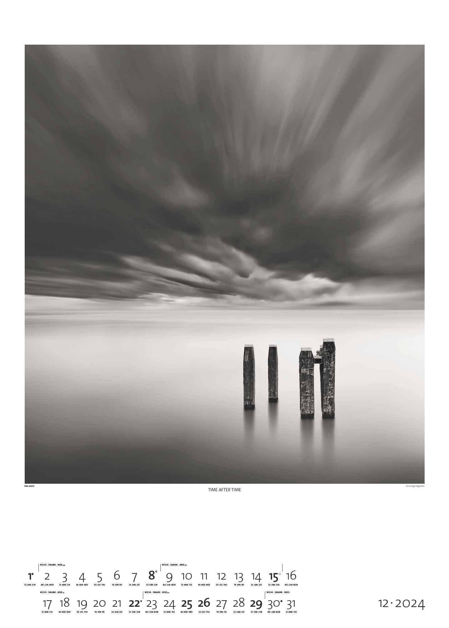 Black & White 2024 - Bildkalender 50x70 cm - Wandkalender XL - schwarz-weiß - Kunst - Hochformat - Palazzi: Fine Art Photography