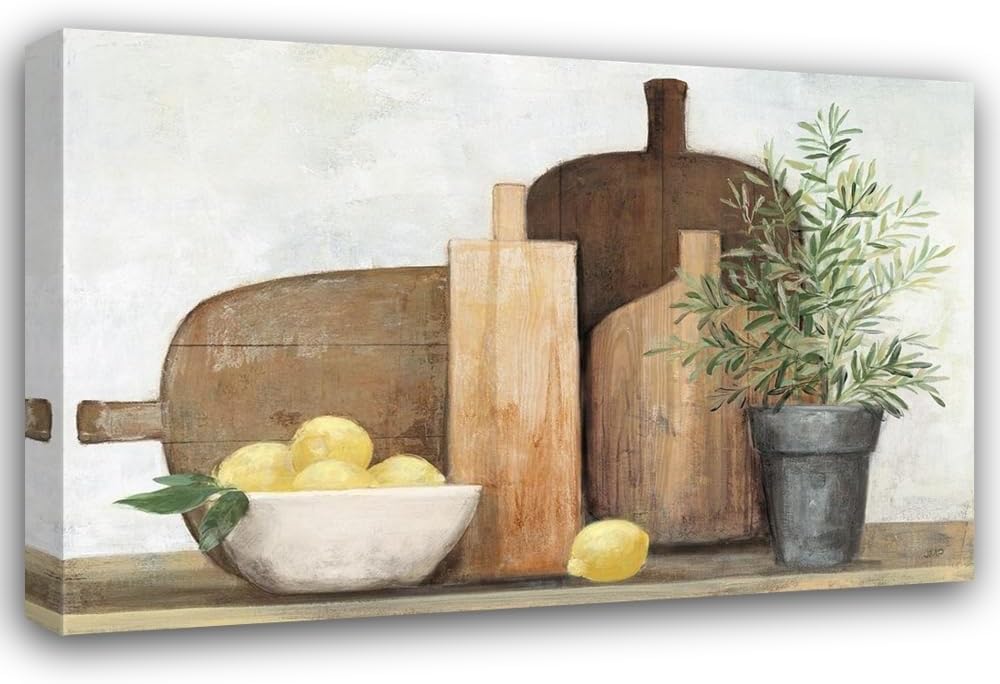 ArtDirect Rustic Kitchen Brown 48x32 Huge Gallery Wrapped Canvas Museum Art by Purinton, Julia