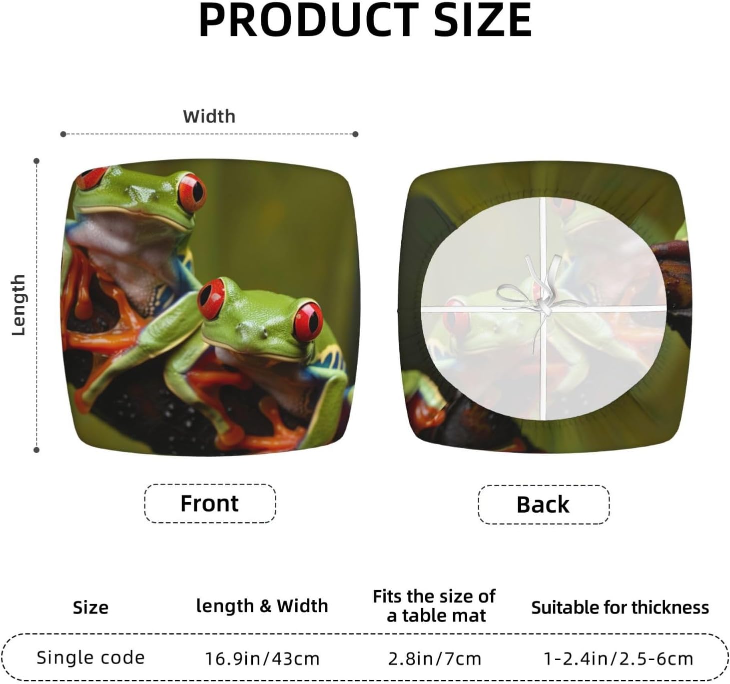 Red Eyes Tree Frogs Print Square Cushion Covers 6 Pcs Set Elastic Non-Slip Seat Cushion Slipcovers Pet Furniture Protectors for Chair, Sofa