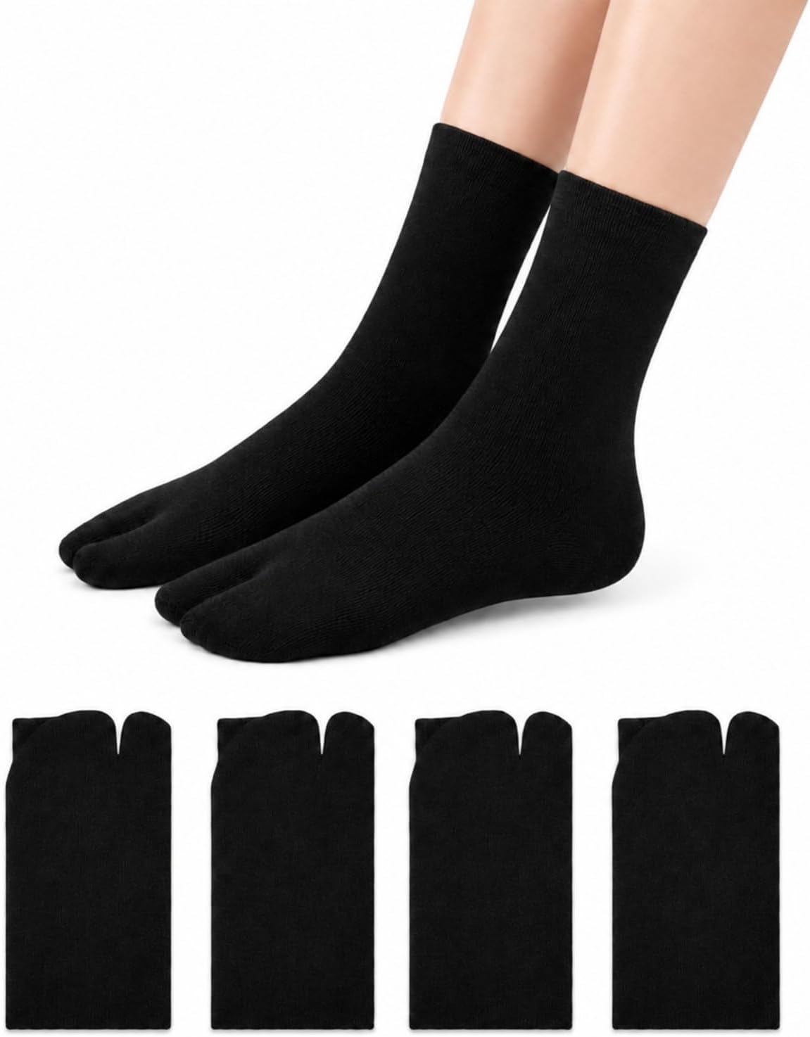 4 Pairs Flip Flop Socks Tabi Split Toe Socks for Men Women Supplies
