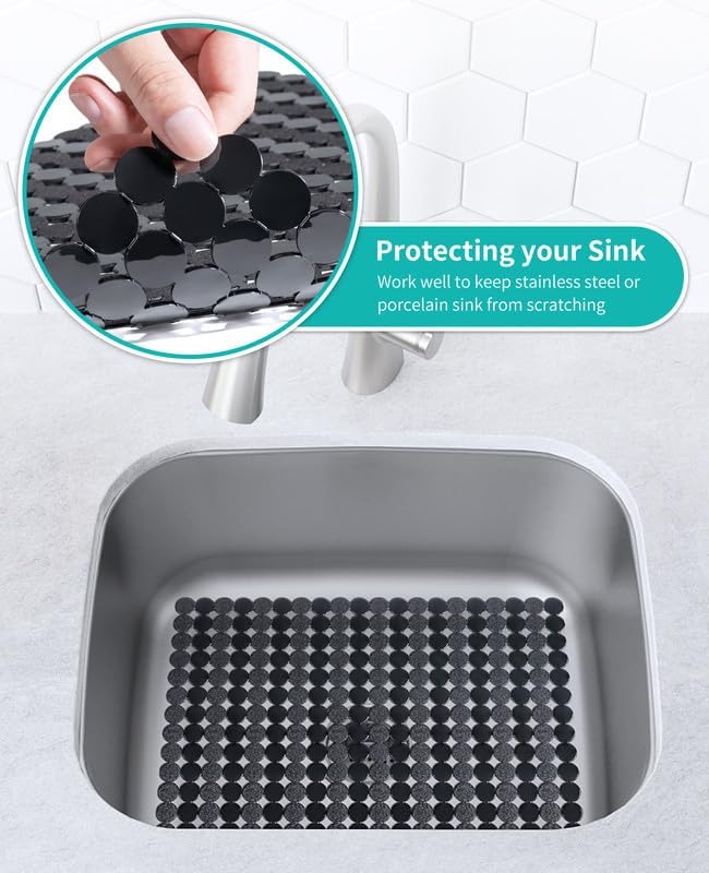 Bligli 2 Pack Sink Mat for Kitchen Sink: PVC Adjustable Sink Protector | Sink liner Pad | Dish Drying Mats, Easy to Clean & DIY Cut | 15.7 x 11.8 inch (Black)