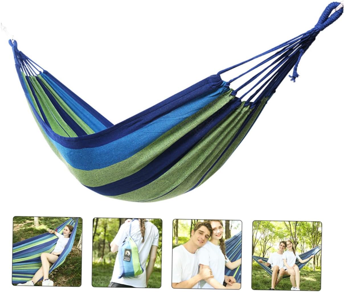Double Person Outdoor Canvas Hammock for Camping and Beach Use Portable Widened Swing Accessories for Travel and Relaxation