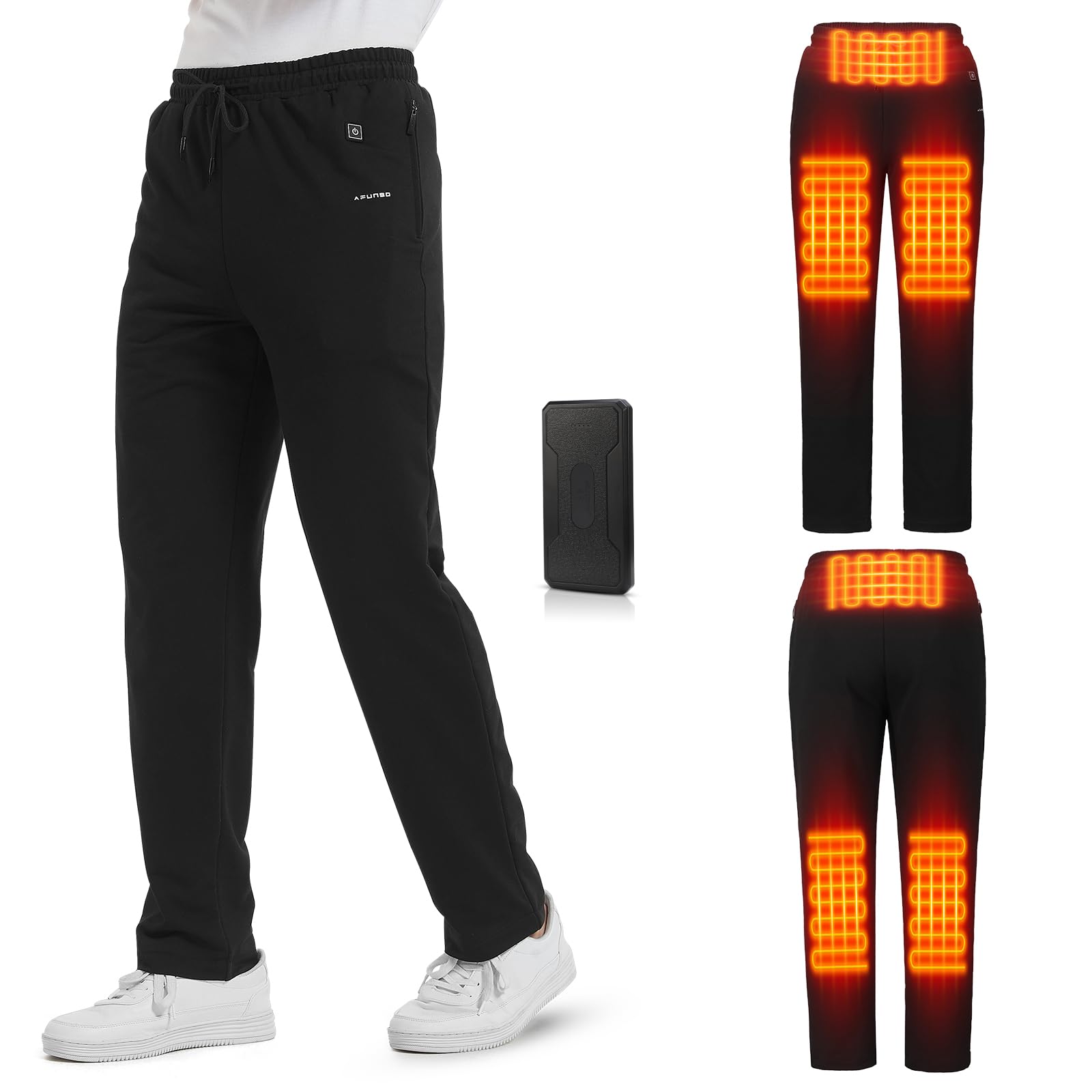 MEXITOPHeated Pants for Men Women 9pcs Fast Heating Pad Electric USB Thermal Warm Soft Trousers 3 Heat Settings with Battery