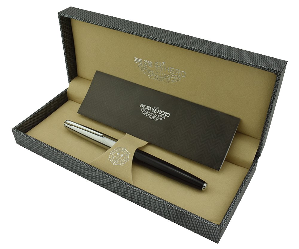 Amazon.com : Hero 100 Fountain Pen 14K Fine Nib, Steel Hooded