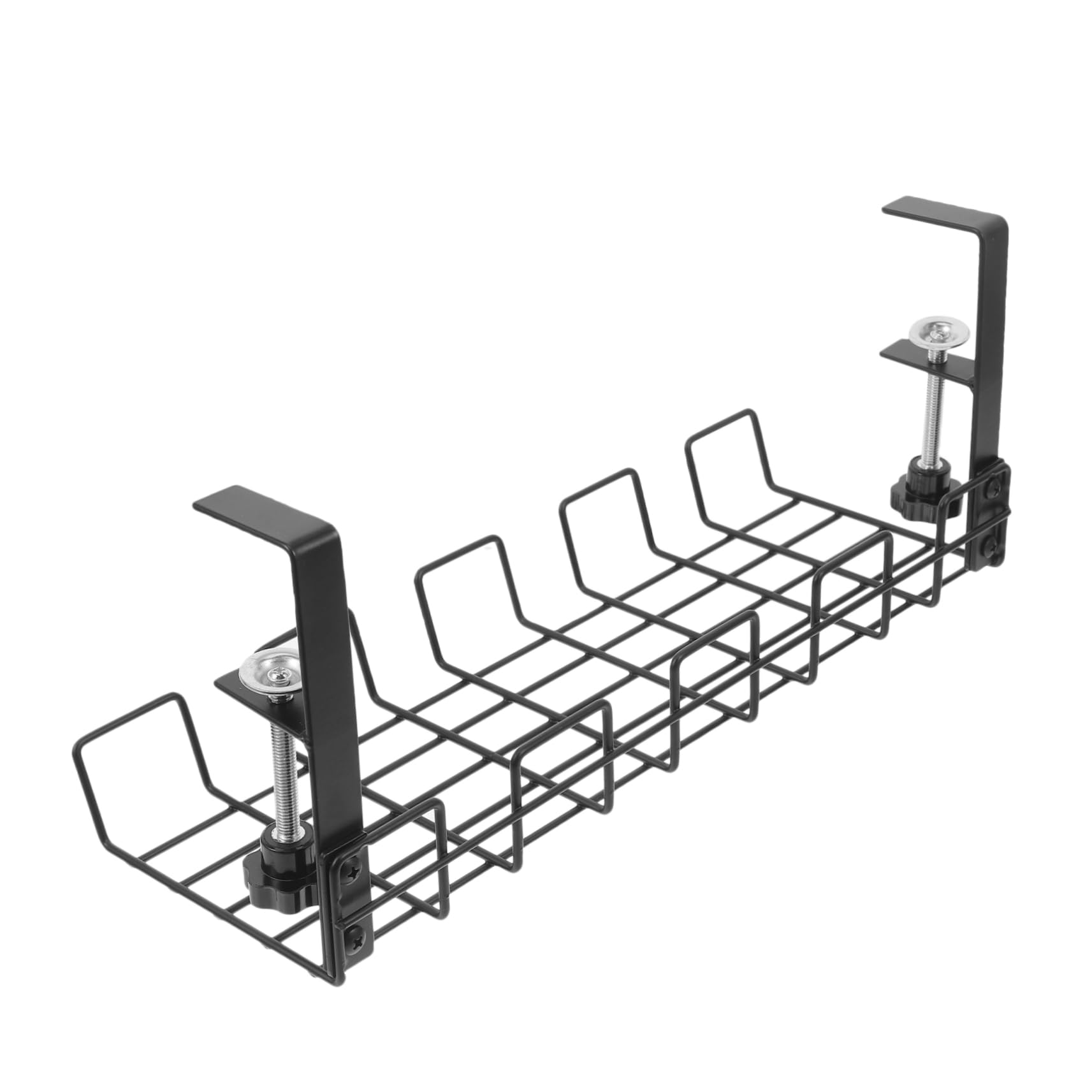 Organizador de Cables Negro Debajo del Escritorio de Acero al Carbono | Caja de 18 Unidades, para Dormitorio y Oficina, Instalación Sencilla y Gestión Ordenada