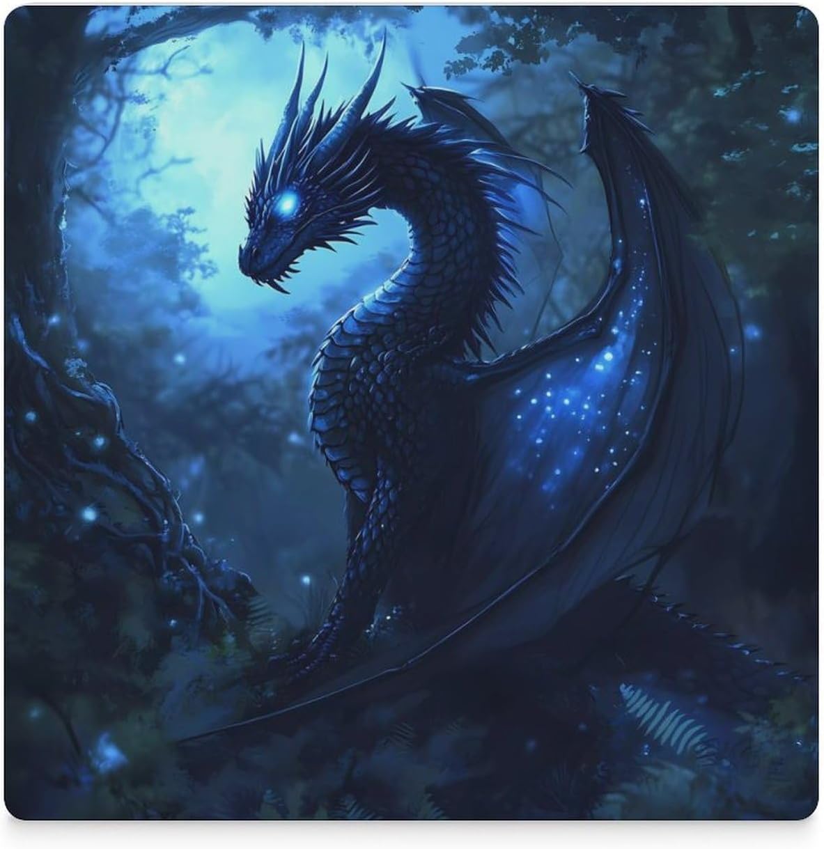 Magic Forests Dragon Coasters for Drinks Square Ceramic Coasters Cup Mats with Cork Base