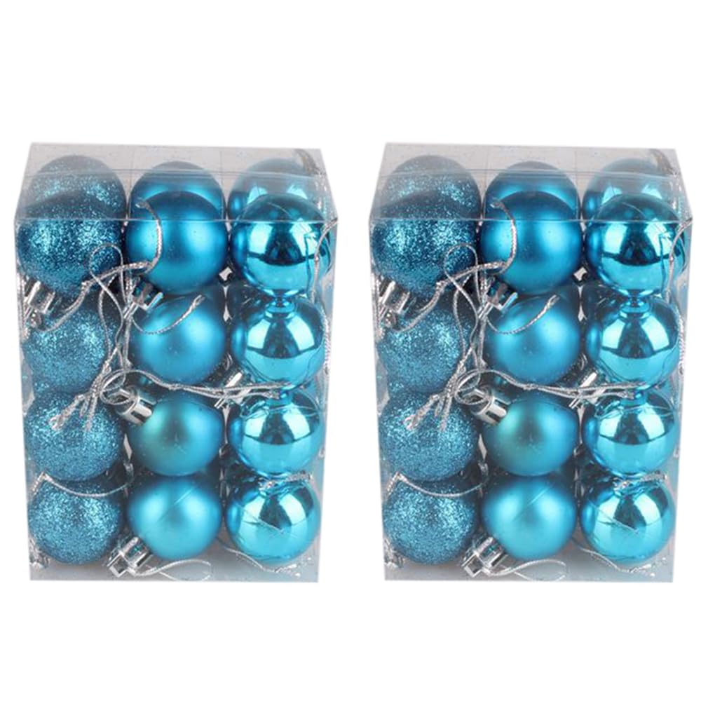 Christmas Ball Decorations, 3cm Christmas Balls Ornaments Set For Xmas Tree Decorations, Shatterproof Hanging Baubles Balls For Xmas Tree Holiday Party Home Decor (48PCS#Sky Blue)