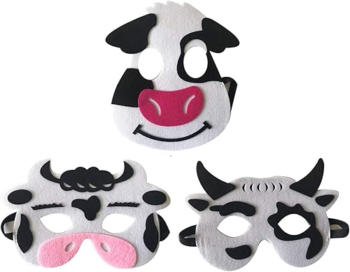 Miniatura 6 de 3 piezas máscaras de fieltro animales Halloween máscaras disfrazarse accesorio de fiesta Parent-child juego