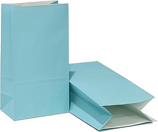 ADIDO EVA 80Pcs Party Favor Bags Small Paper Lunch Bags Teal Blue Goody Bags Gift Bags for Wedding Kid’s Birthday Party 5.1x3.1x9.4 Inch