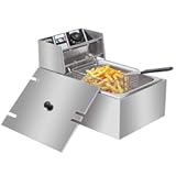 ZOKOP Electric Deep Fryer Stainless Steel with Basket Strainer Filter&comma; 6&period;3QT&sol;6L Capacity&comma; for Home & Commercial Use&comma; Countertop Kitchen Fryer for Turkey&comma; French Fries&comma; Donuts&comma; 2&period;5KW 60Hz 110V
