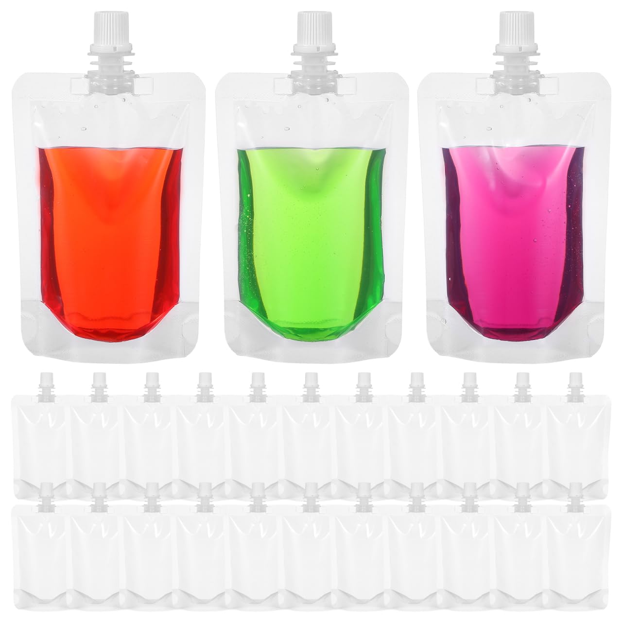 30Pcs Reusable plastic bottle beverage bag 100ML Juice Flasks Drinks Flasks Clear Pouch Bag for Home Travel Outdoors