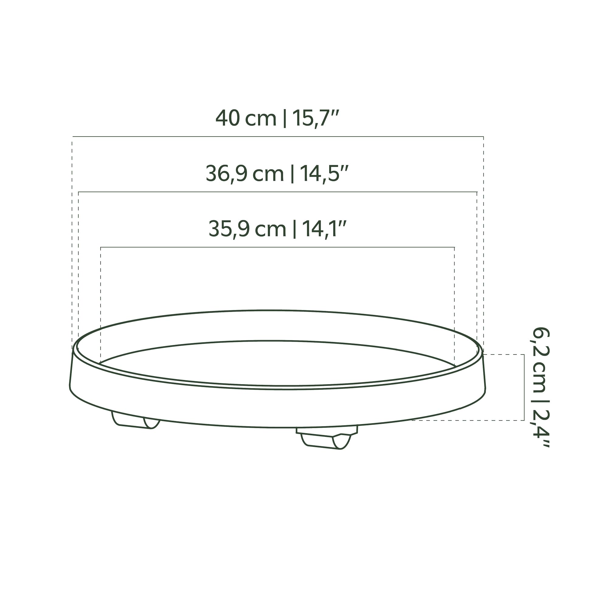 SAUCER W/ WHEELS 40CM TRANSPARENT