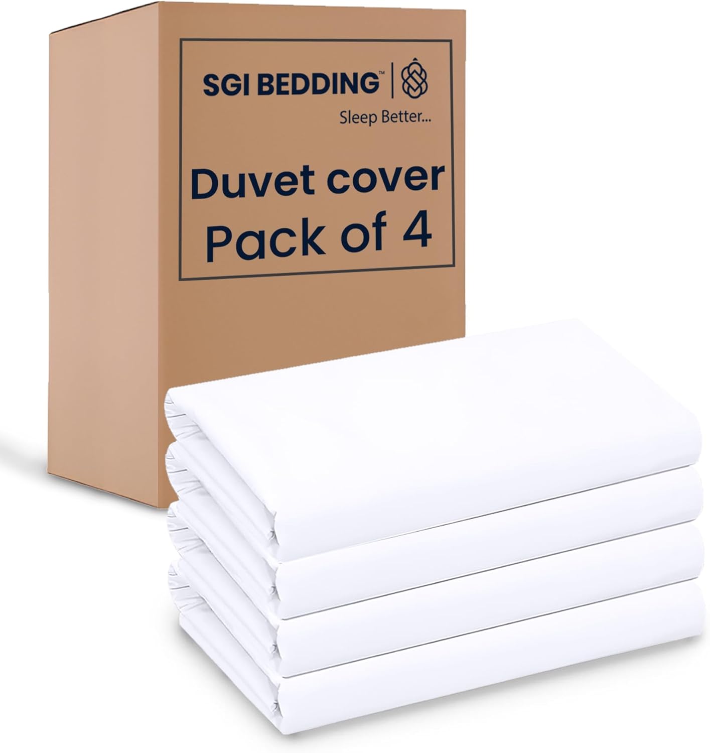 SGI bedding 400 Thread Count Duvet Covers Bulk Pack of 4 – 100% Cotton, Soft & Durable, White Hotel Bedding – Zipper Closure – for Hotels, Motels, Airbnbs, Resorts, Hospitals