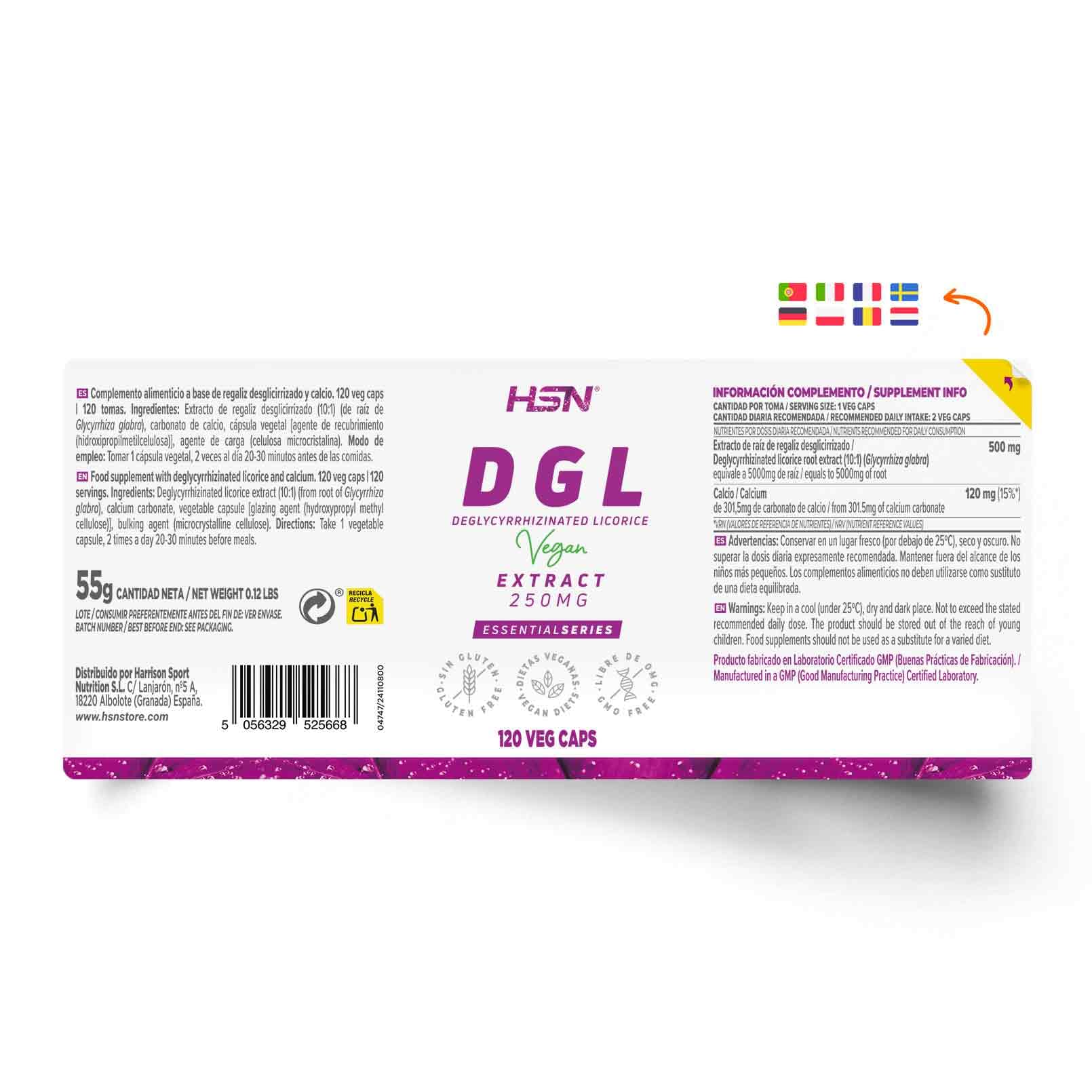 HSN Liquirizia Deglicirrinizzata DGL (Glycyrrhiza glabra) 5000 mg | 120 Capsule Vegetali | Estratto Puro di Radice 10x Più Concentrato | Non OGM, Vegano, Senza Glutine