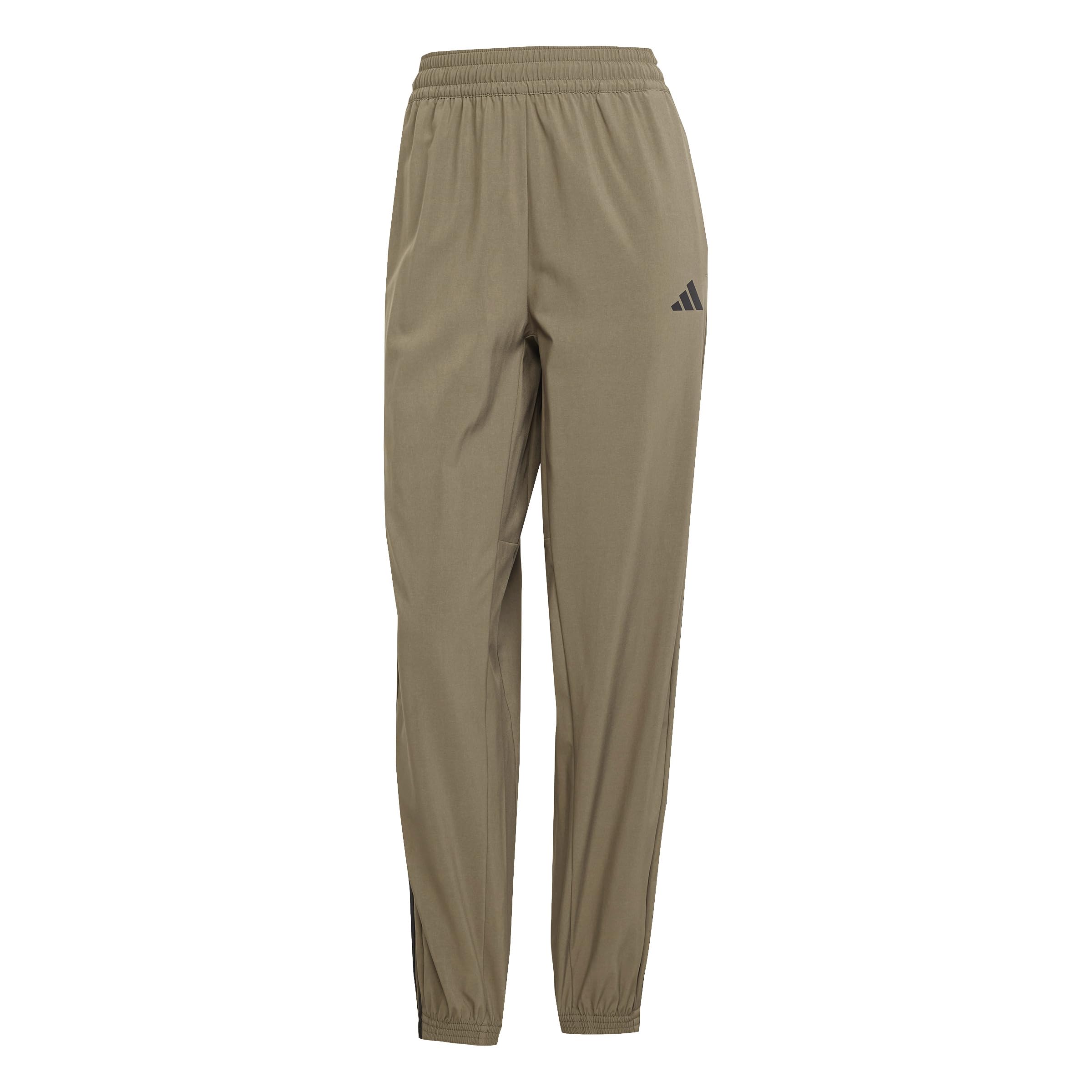 Adidas Damen Train Essentials 3-Stripes Woven Pants, Olive strata/Black, M