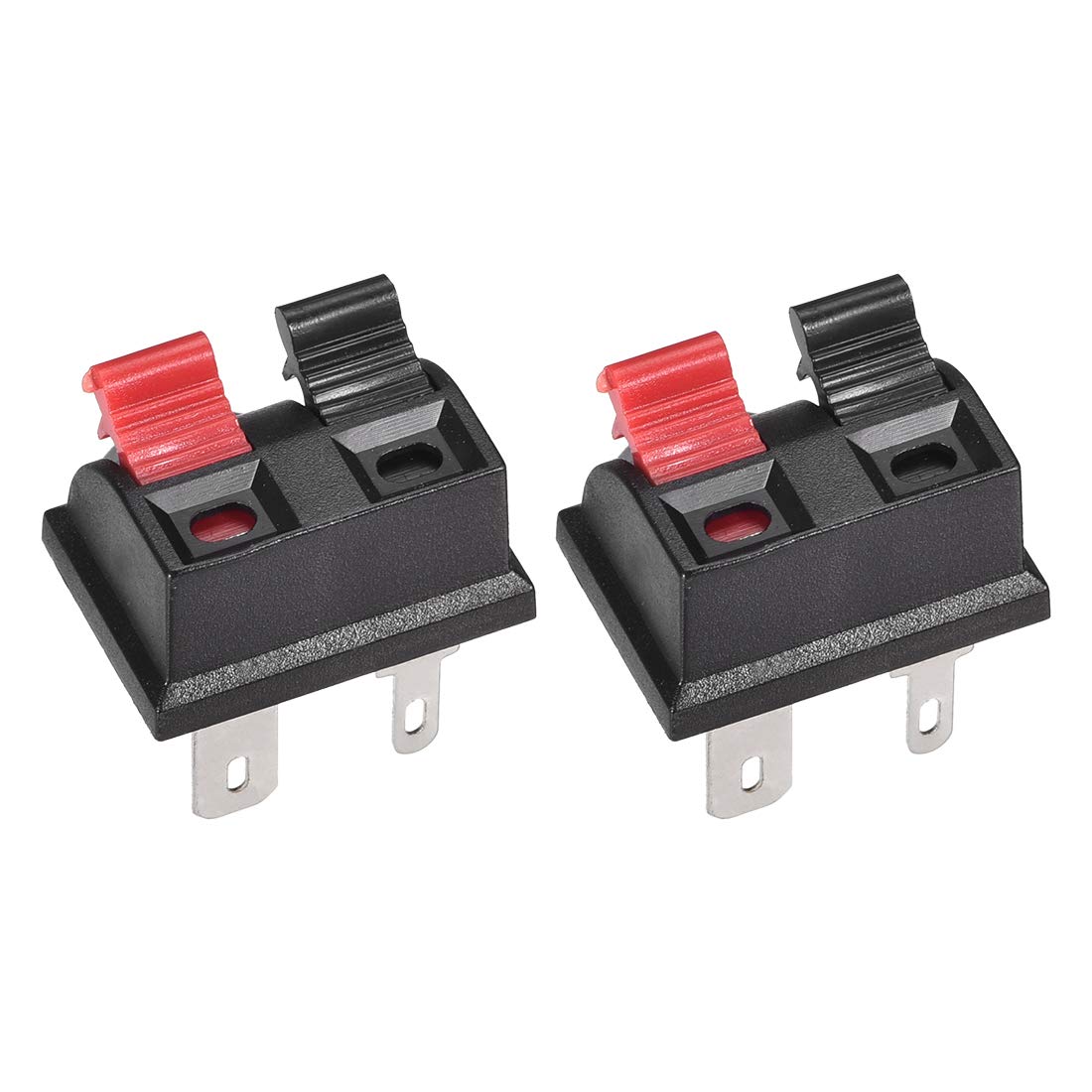 uxcell 2 Ways Spring Speaker Terminal Clip Push Release Connector Audio Cable Terminals Strip Block Black Red WP2-203 2Pcs