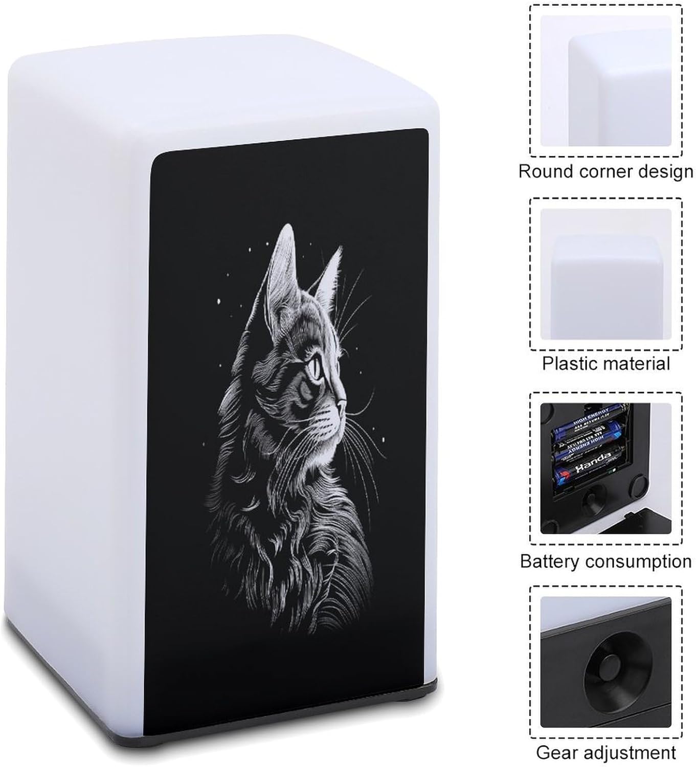 Cordless Night Light Battery Powered Dimmable Lamp for Reading Cat Silhouette Small Desk Lamp for Bedroom Living Room Office