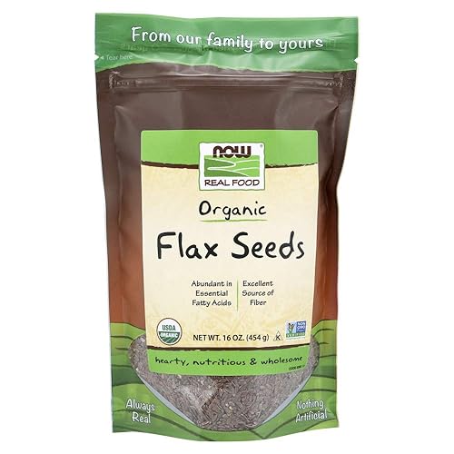 NOW Alimentos, semillas de lino orgánico, fuente de ácidos grasos esenciales y fibra, certificado sin OMG, kosher, 1 libra (el embalaje puede variar) disponible en Yaxa Peru