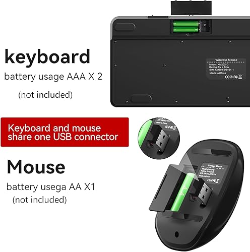 Miniatura 6 de Teclado inalámbrico de máquina de escribir retro con teclas redondas, 2.4 GHz compacto USB lindo teclado inalámbrico y mouse combo para escritorio,