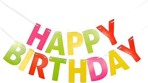 Miniatura 9 de MEETINGU Cartel de feliz cumpleaños, pancarta personalizada de letras degradadas coloridas, arco iris, fiesta de cumpleaños, círculos, puntos,