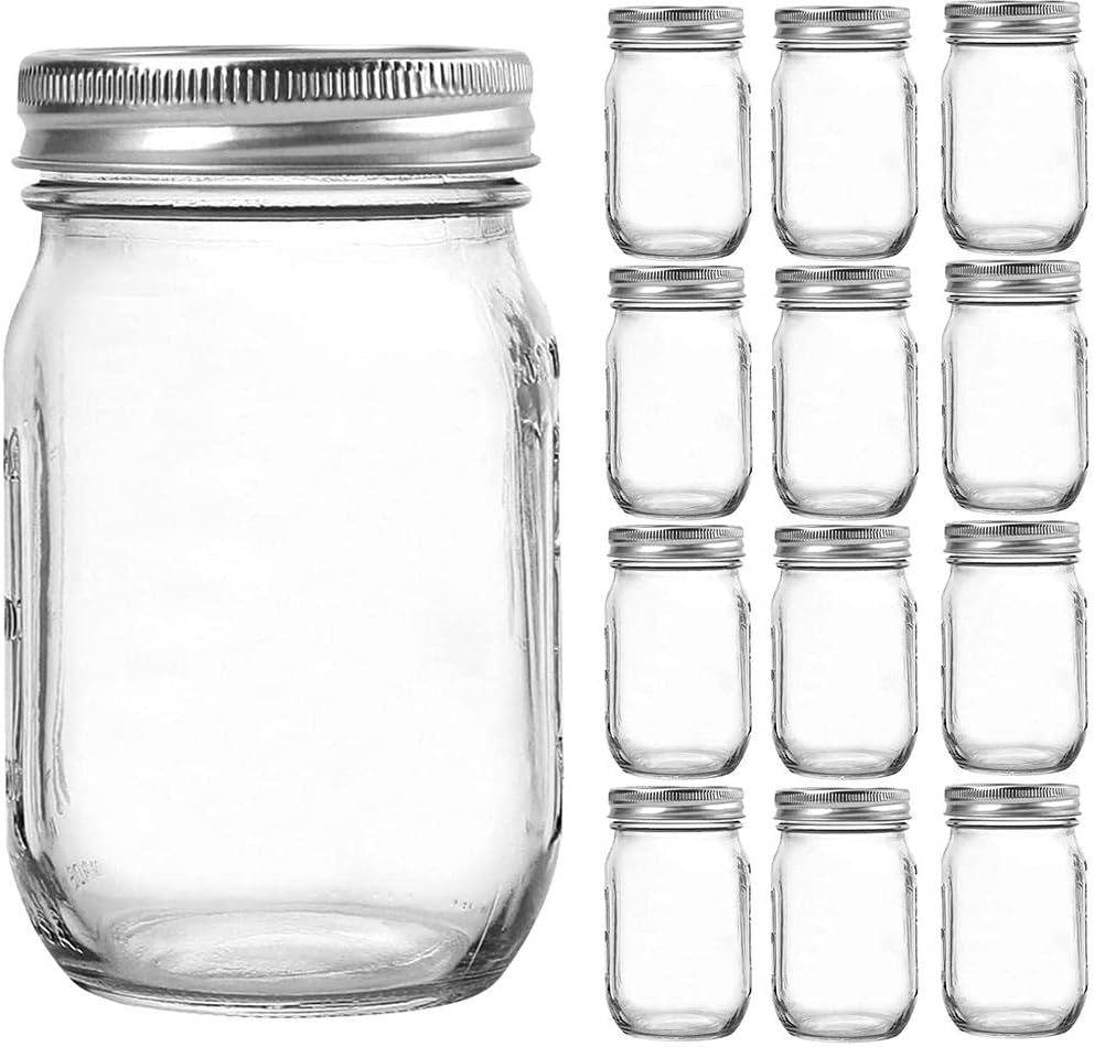 Tebery 12 Pack Ball Mason Jars 16 oz Mason Jars with