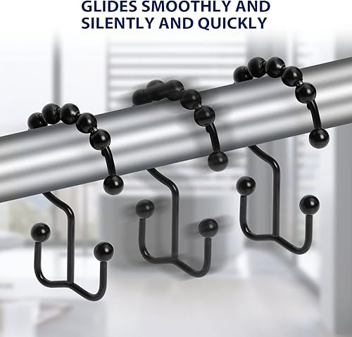 Miniatura 5 de Ganchos para cortina de ducha, resistentes de acero inoxidable de doble cara, anillos para cortina de baño, cortinas de ducha, juego de 12 ganchos,