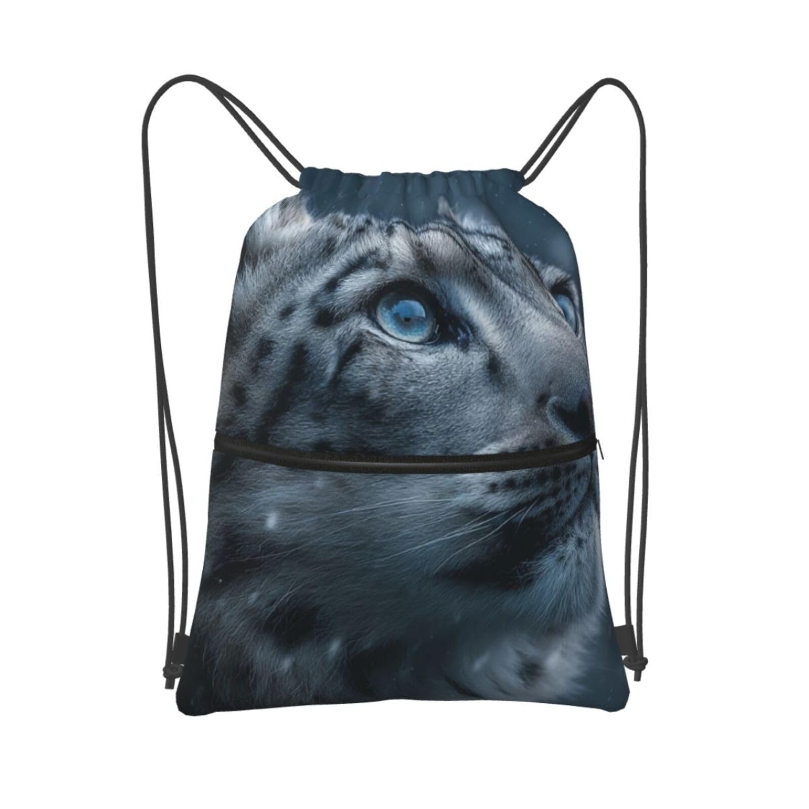 Drawstring Backpack Sports Gym Bags Snow Leopard Drawstring Bags for Men Women Beach Bag String Bag