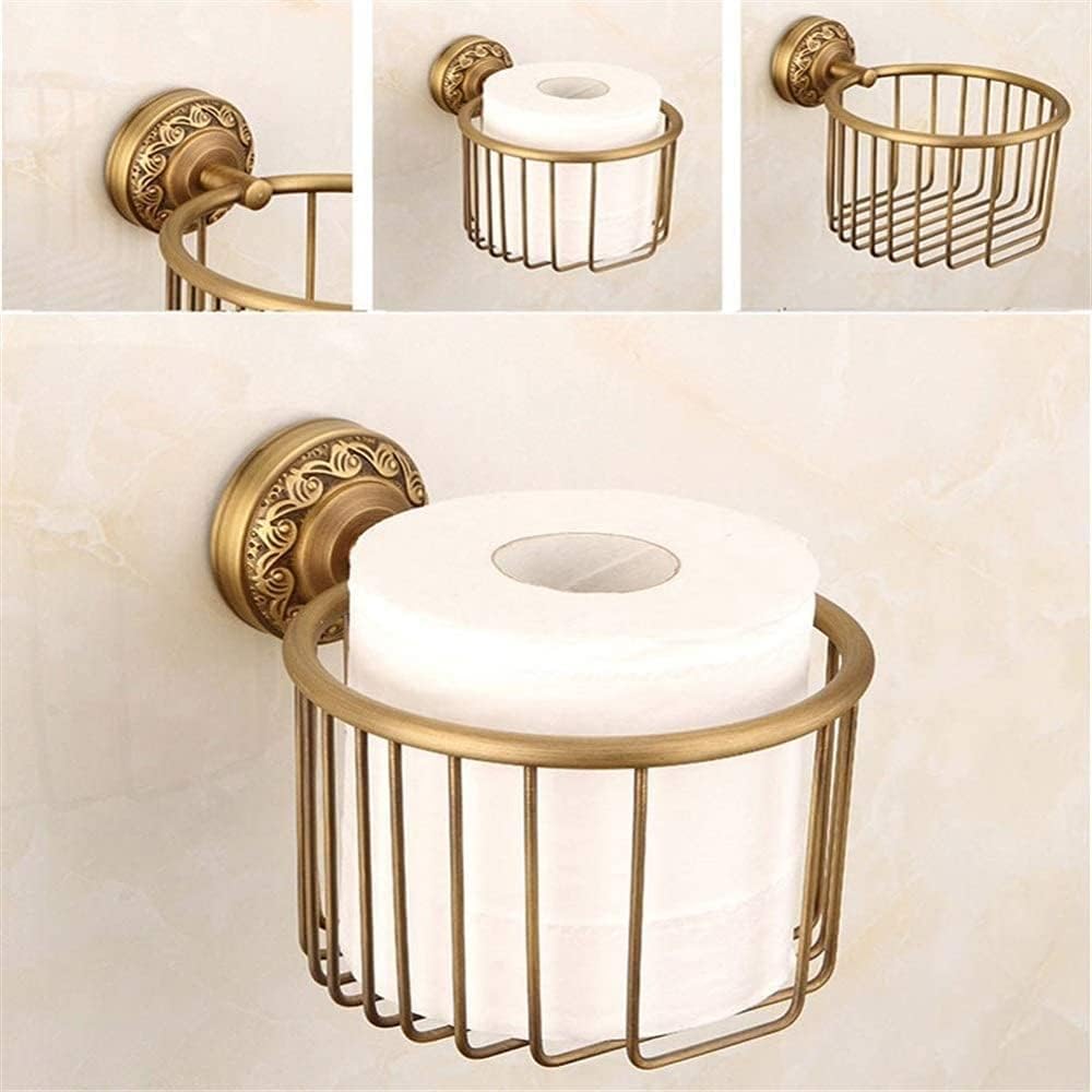 Wall Mounted Toilet Paper Holder Brass Room Roll Silk Thread Basket Dispenser Bronze Tissue Roll Holder