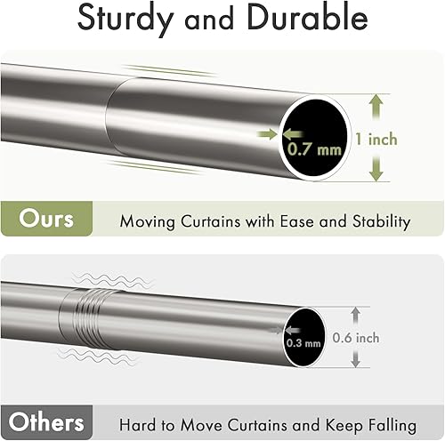 Miniatura 10 de AmazerBath Barra de cortina de ducha con tensión de resorte, 31-75 pulgadas, resistente al óxido, barra de cortina de ducha ajustable, sin taladro,