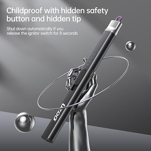 Miniatura 3 de Encendedor de velas encendedor eléctrico USB mejorado encendedor de arco eléctrico recargable con pantalla LED cuello flexible de 360 sin llama