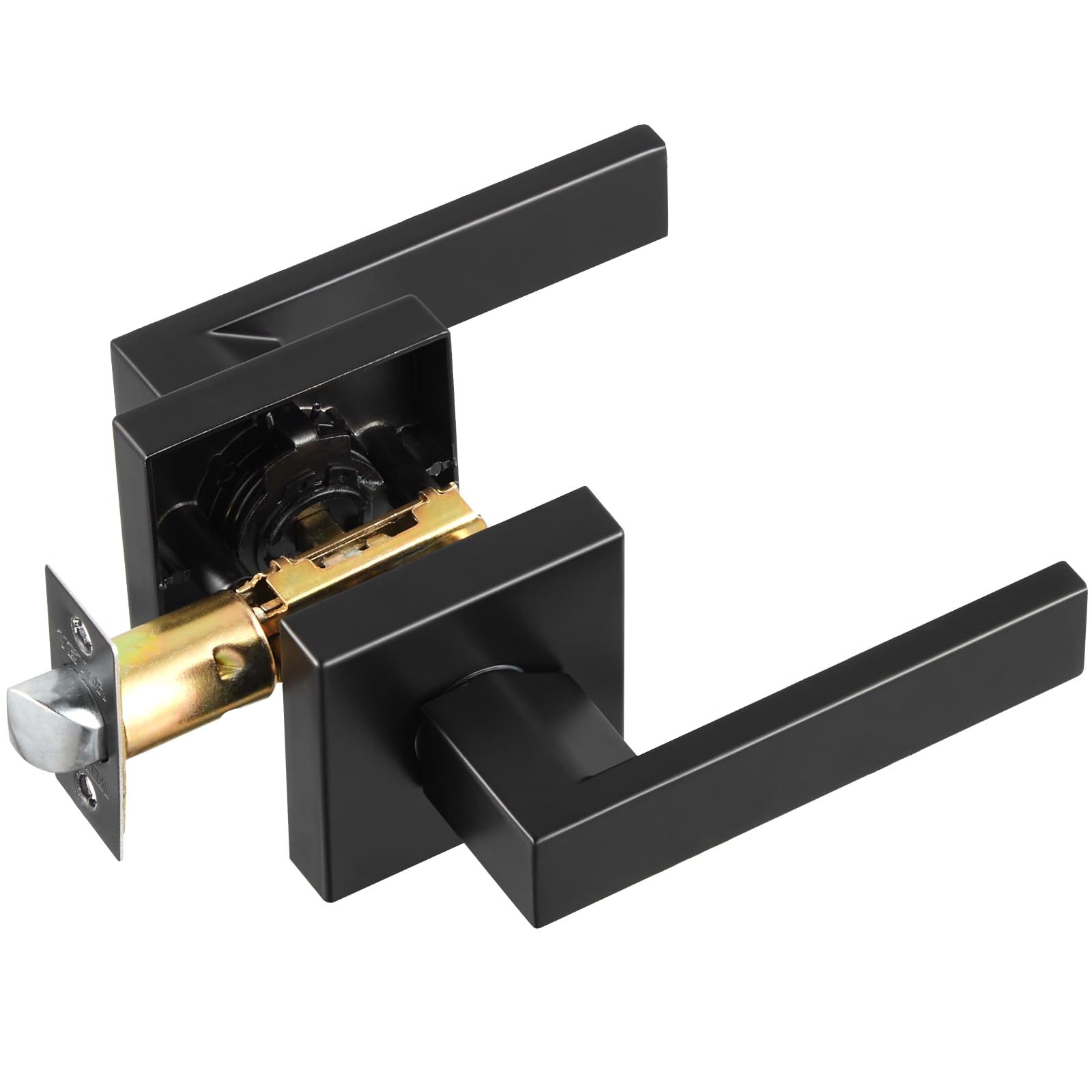 VEVOR 6 PCS Manija para Puerta de Paso, Manija Reversible para Zurdos o Diestros sin Bloqueo, Rotación de 45° para Abrir, Interior Cuadrado Universal para Pasillos, Espacios de Reunión, Negro Mate
