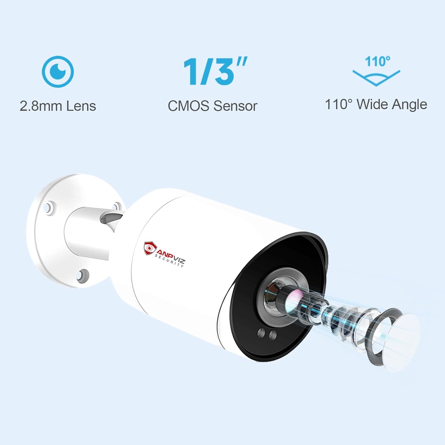 Anpviz 5MP Bullet POE IP Camera, 2.8mm Lens Security PoE IP Camera for Outdoor Indoor, Built in Mic, Human & Motion Detection, 100ft IR Night Vision, Up to 512GB MicroSD Slot, IPC-B850WD-S(U Series)