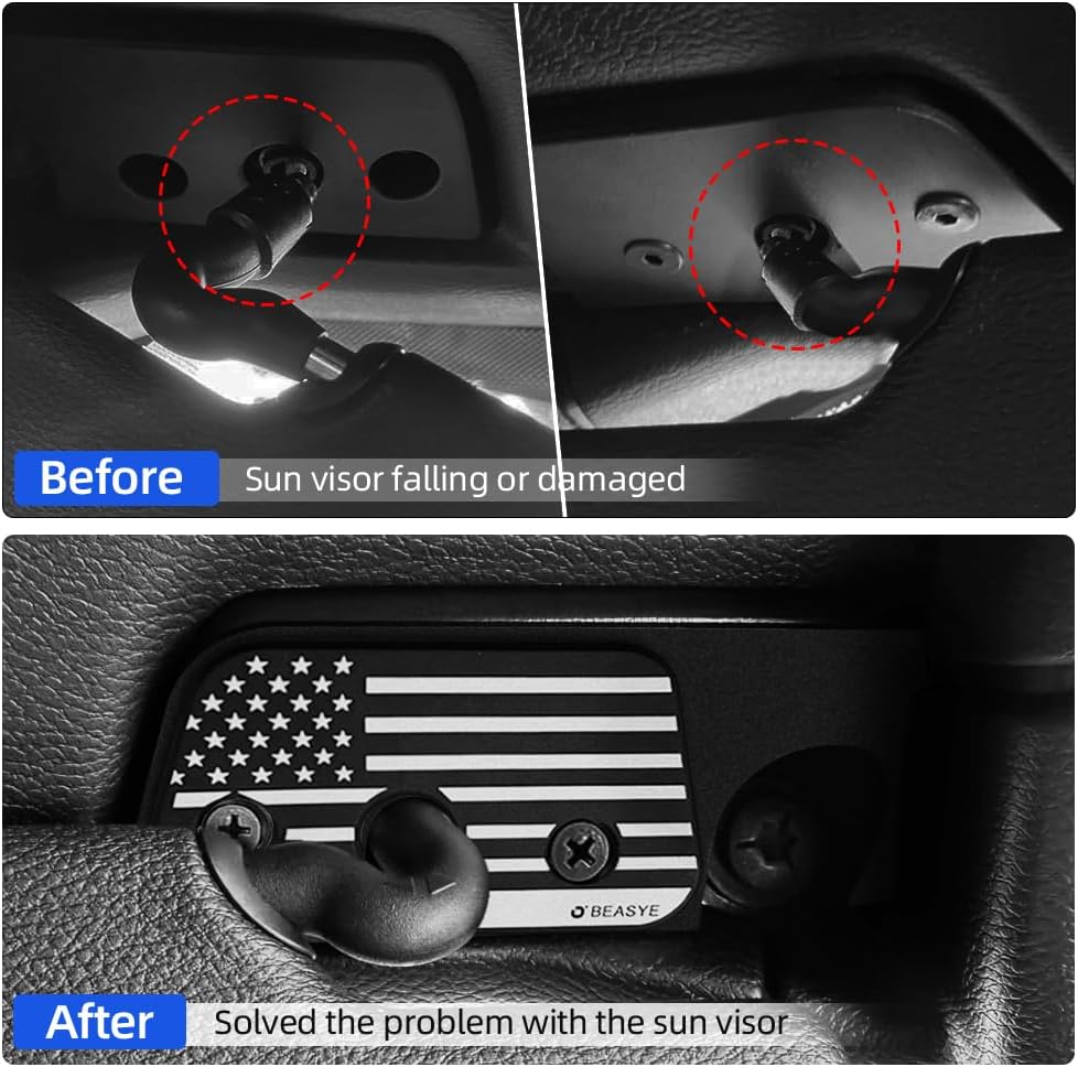 Sun Visor Repair Kit, Aluminum Alloy Sun Visor Clips for Jeep Wrangler JK 2018, JL 2018-2023, 2020-2023 Gladiator, Upgrade Visor Repair Kit, Car Visor Accessories, Used for Repairs Sagging Sun Visor