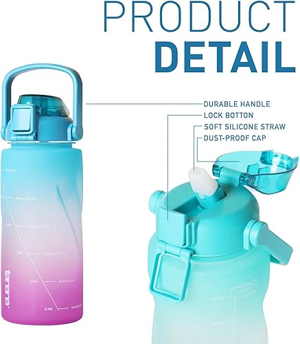 Miniatura 5 de TANANA Botella de agua de medio galón de 64 onzas con manga, sin olor químico, sin fugas, sin tritánBPA, jarra de agua de 12 galón con marcador de
