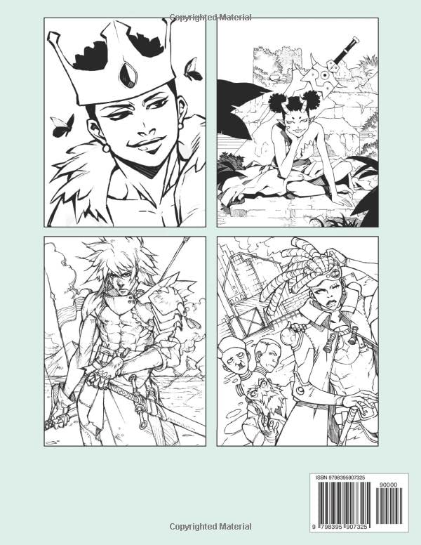 Afro Anime Coloring Book: Stunning Coloring Pages Featuring Beautiful Realistic Black Manga for Kids, Teens and Adults image 3