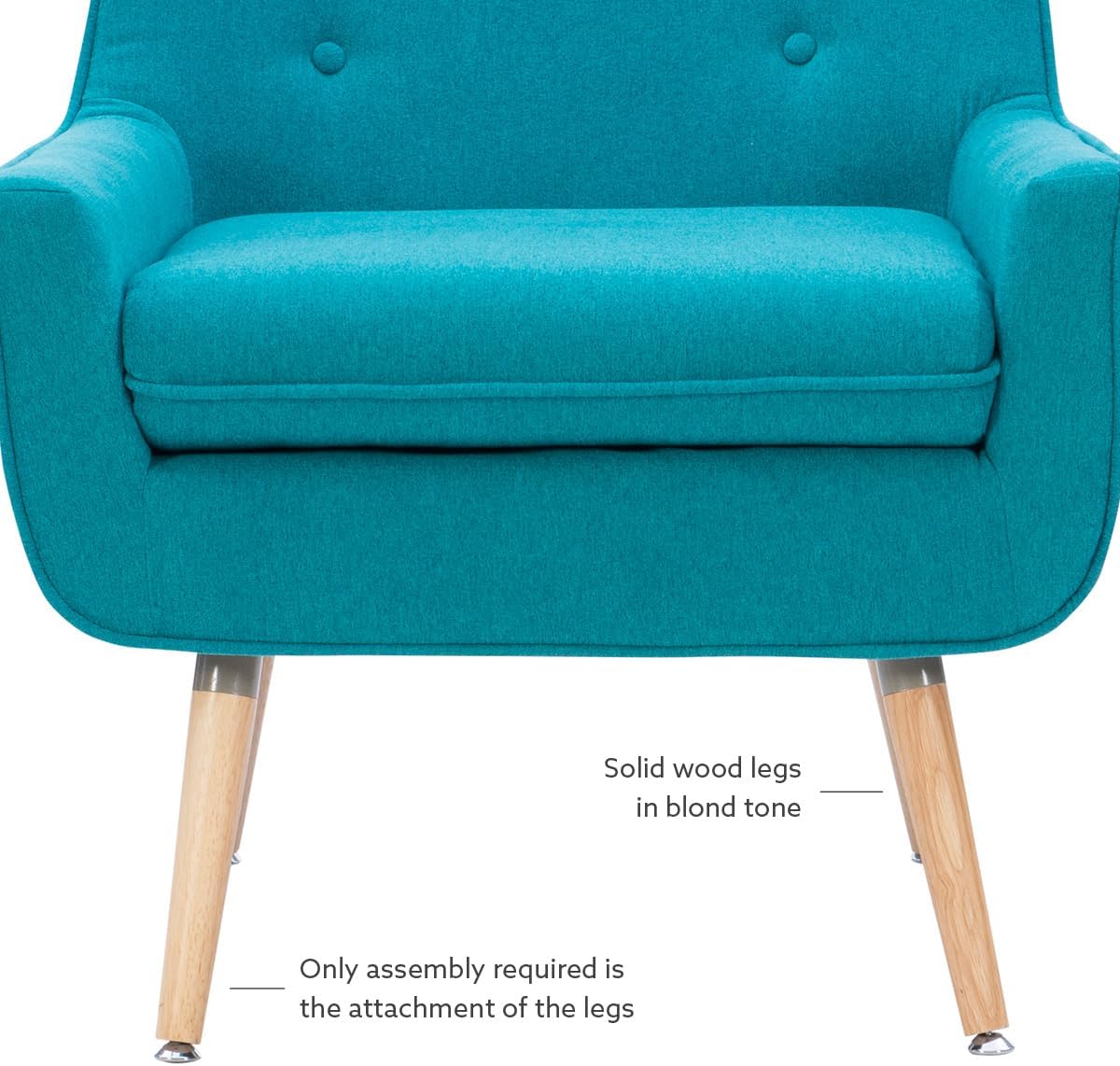 Linon Reid Bright Blue Accent Chair, Standard, Brown