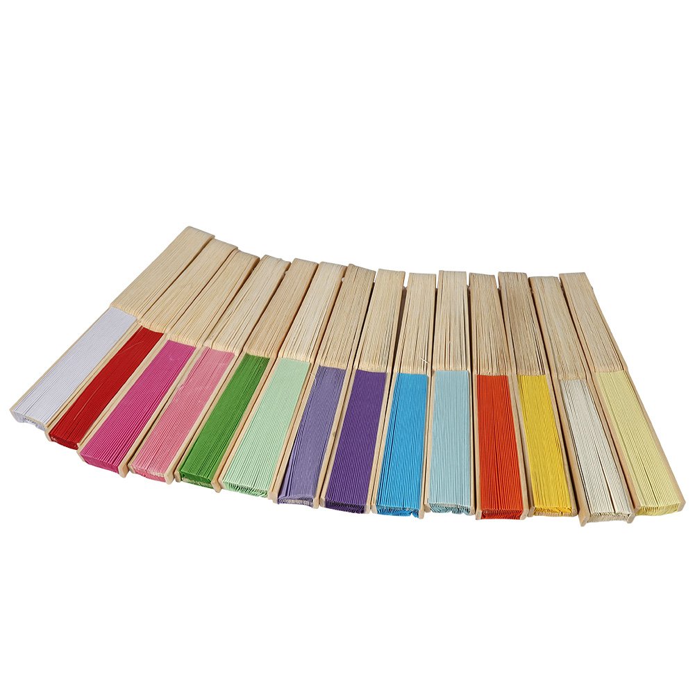 Children'S Painting Blank Color Fan Diy Blank Paper Fan Wedding Shower Party Decor Chinese Folding Bamboo Ribs Fan (9#)